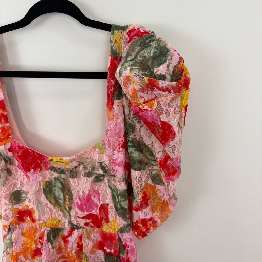 For Love & Lemons Dascha Lace Puff Sleeve Floral Dainty Mini Dress Size M NEW - Picture 6 of 16